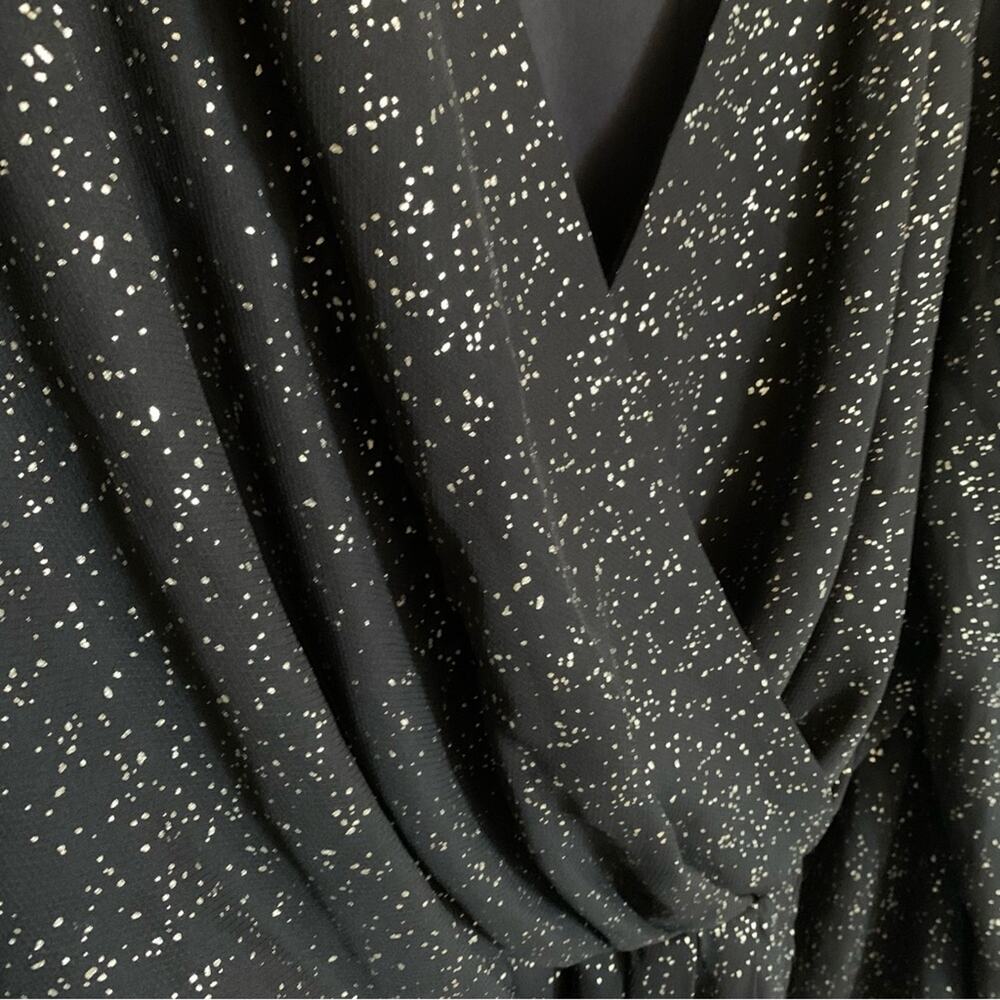 Lane Bryant | metallic print tunic long sleeve elastic waist cross front v neck - Picture 5 of 12
